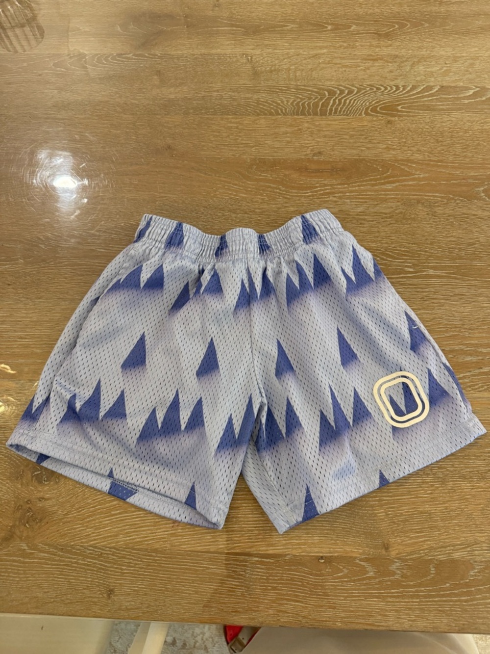 Kids Blue Geometric Mesh Shorts